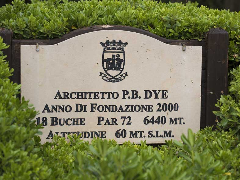 Golf Club Parco di Roma Architecte Dye plaque