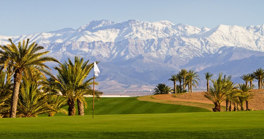Assoufid Golf Club Marrakech, Maroc Montagne palmier green
