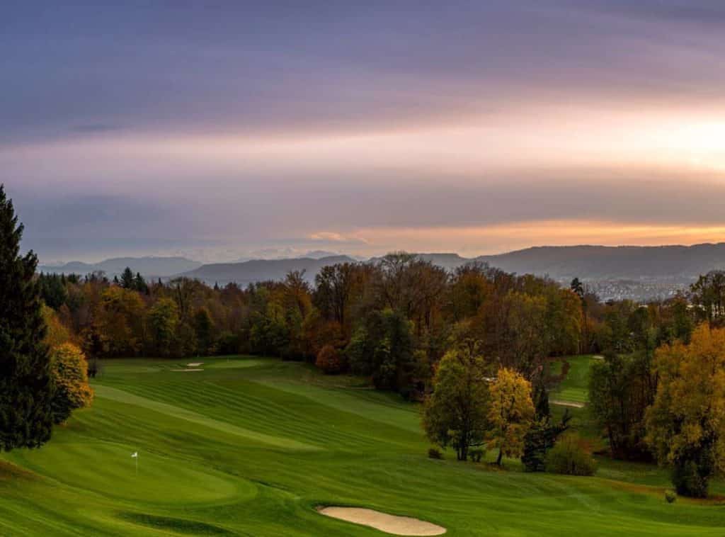 Dolder Golf Club Zurich coucher de soleil couleurs de l'automne