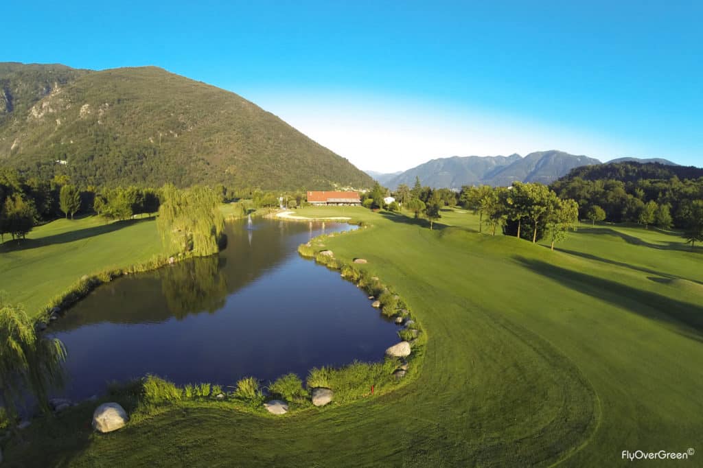 Golf Gerre Losone trou 18 vue aereinne Club-House