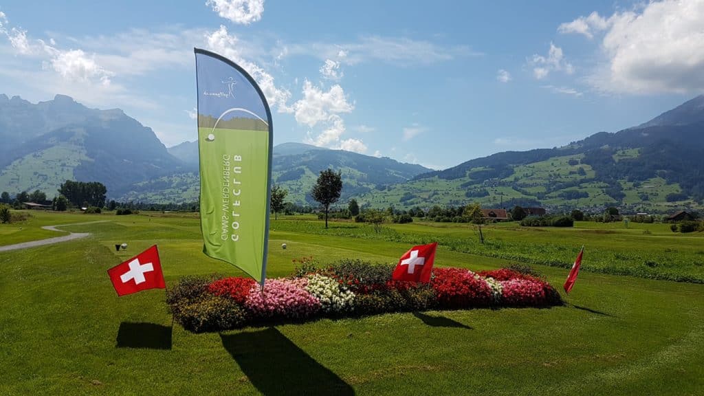 Golfclub Gams Werdenberg parcours 18 trous en Suisse vue Montagne